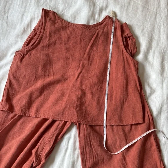 Amazon Anrabess 2 Piece Linen Set Crop Top and Wide Leg Pants Rust Size L - Picture 7 of 8